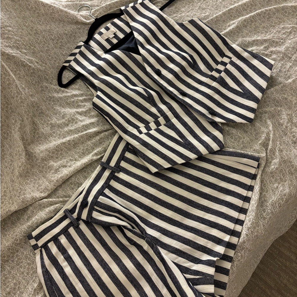 Striped Black and White Vest and Skirt Set